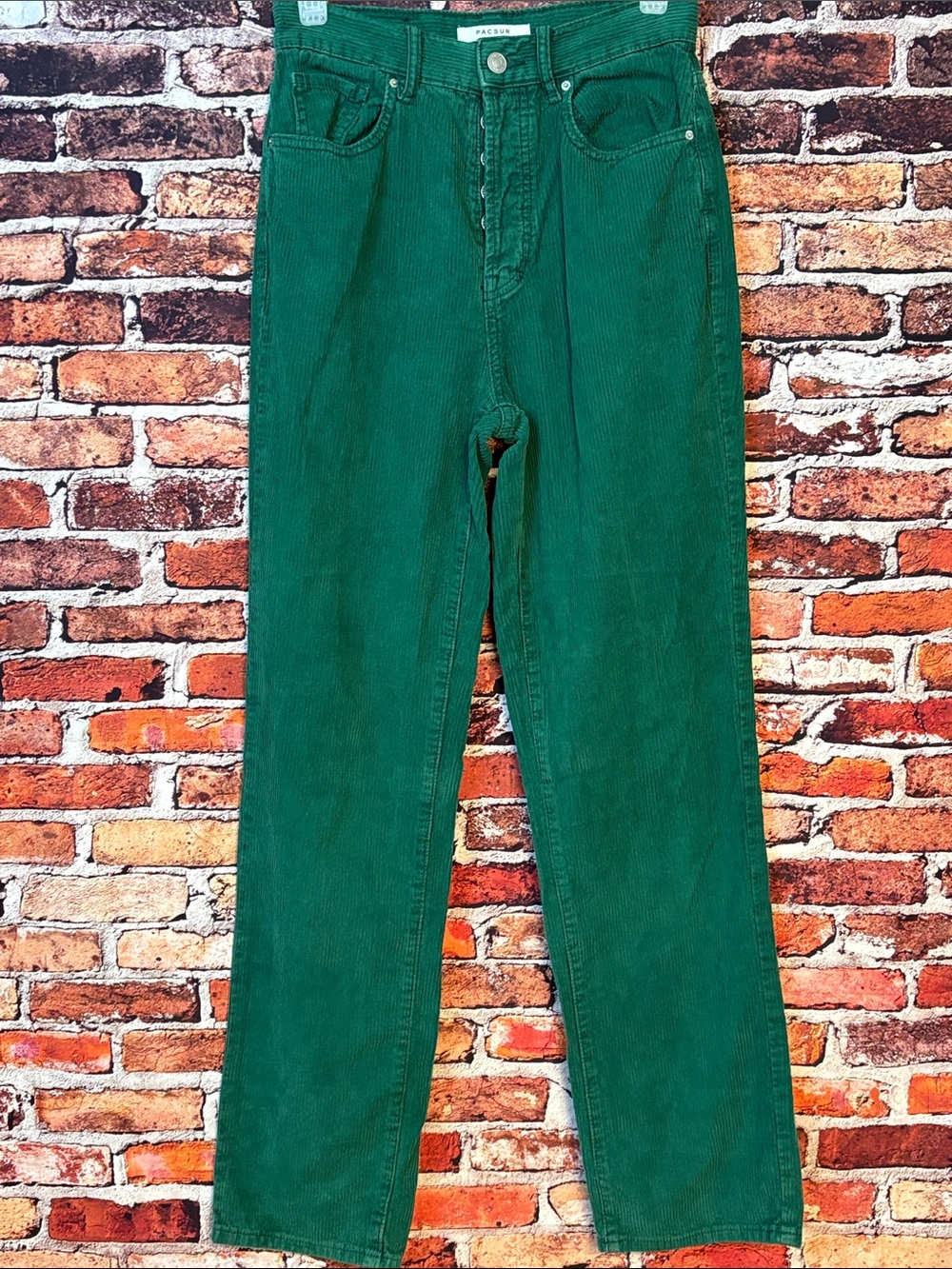 PacSun Emerald Green Corduroy “Dad Jean” Women’s Statement Button Fly Pants 25